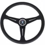 Nardi Classic ND39 Ratti, Musta Nahka, Mustat Puolat, Harmaa Tikkaus, 30 mm Syvyys
