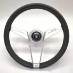 Nardi Novantesimo 90-vuotisjuhla Ratti, Musta Nahka, Valkoiset Puolat, Ø35.5 cm, Valkoinen Keskirengas