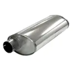 Ruostumattomasta Teräksestä Valmistettu Turbo-Ovaali Äänenvaimennin 140x220 mm - Liitokset Ø76,2 mm (3")