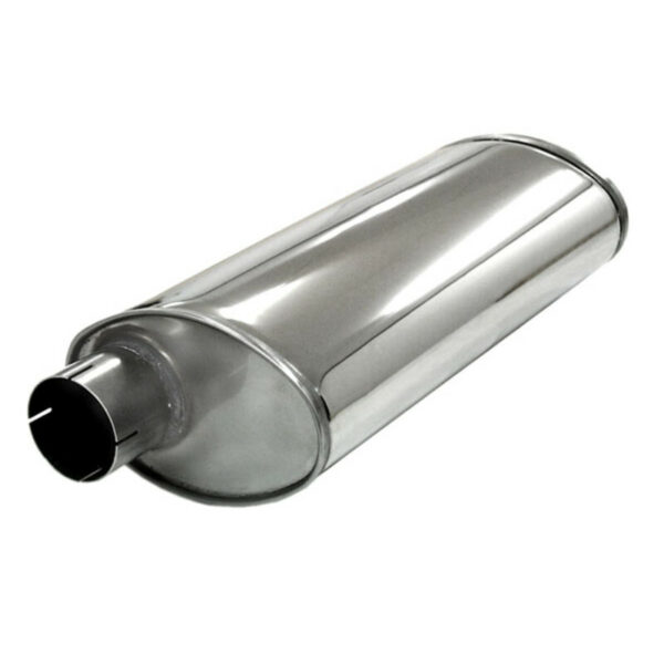 Ruostumattomasta Teräksestä Valmistettu Turbo-Ovaali Äänenvaimennin 140x220 mm - Liitokset Ø76,2 mm (3")