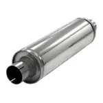Ruostumattomasta Teräksestä Valmistettu Ohut Pyöreä Äänenvaimennin 125 mm - Liitokset Ø63,5 mm (2,5")
