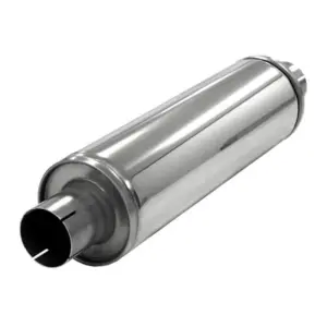 xlarge-u436300r.jpg Ruostumattomasta Teräksestä Valmistettu Ohut Pyöreä Äänenvaimennin 125 mm - Liitokset Ø63,5 mm (2,5")