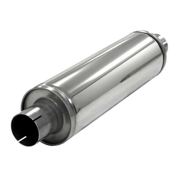 Ruostumattomasta Teräksestä Valmistettu Ohut Pyöreä Äänenvaimennin 125 mm - Liitokset Ø63,5 mm (2,5")