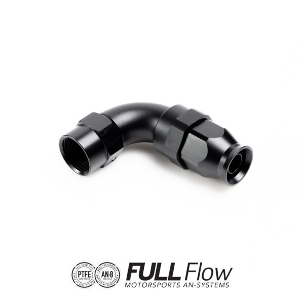 Full Flow PTFE-letkuliitin 90 astetta AN-8
