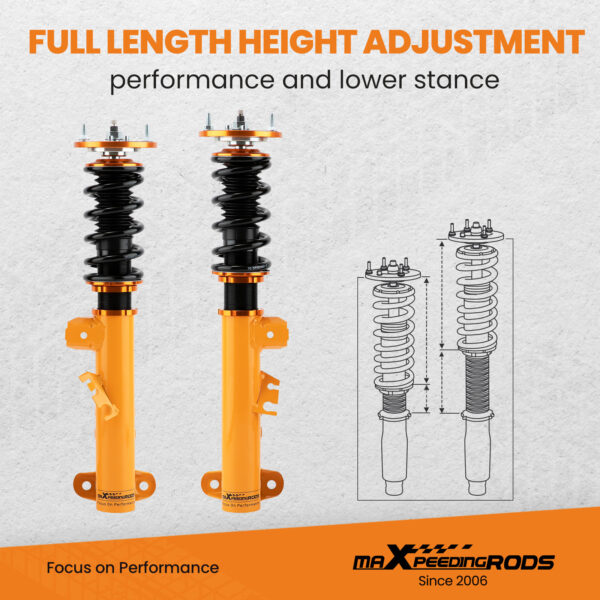 Yhteensopiva BMW 3-sarja E36 1990–1999 Maxpeedingrods iskunvaimentimet edessä ja takana, coilover-madallussarja
