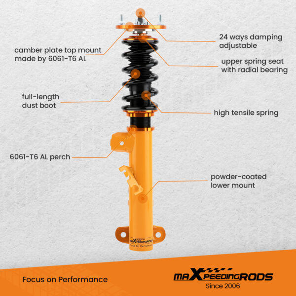 Yhteensopiva BMW 3-sarja E36 1990–1999 Maxpeedingrods iskunvaimentimet edessä ja takana, coilover-madallussarja