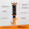 24-portainen vaimennussäädettävä coilover-jousitus Mazda 323 Protegé 1999–2003 Twin Tube -tyyppi