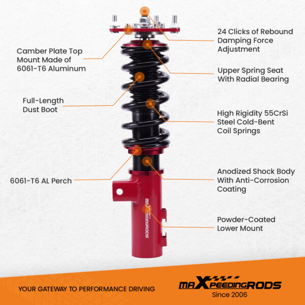 24-portainen vaimennussäädettävä coilover-madallussarja sopii Hyundai Veloster 2012–2016 1.6L
