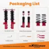 24-portainen vaimennussäädettävä coilover-madallussarja sopii Hyundai Veloster 2012–2016 1.6L