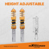Coilover-alustasarja yhteensopiva Renault Clio MK2 BB, CB -mallien kanssa, jousitus 1998–2005