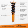 24-portainen vaimennussäädettävä coilover-jousitus yhteensopiva Honda Accord CD5 / CB7