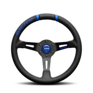Momo Drifting Ratti (88 mm Svyys), Musta Nahka, Musta vanne - 33 cm