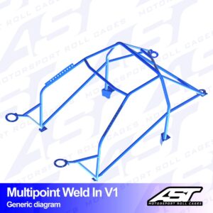 AST Rollcages V1 hitsattava 10-pisteen Seat Toledo 4-ovinen Sedan - FIA-hyväksytty
