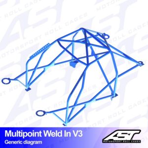 AST Rollcages V3 hitsattava 10-pisteen turvakaari Audi A3 8L - 3-ovinen, Quattro