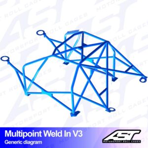 AST Rollcages V3 hitsattava 10-pisteen turvakaari VW Golf 4 3-ovinen, 4WD