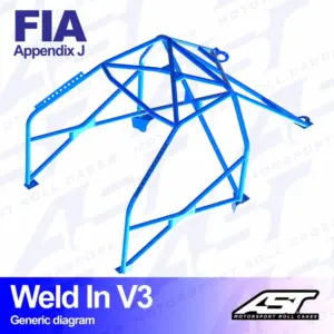 AST Rollcages V3 hitsattava 8-pisteen turvakaari Renault Clio 2 - FIA-hyväksytty
