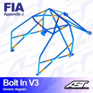 AST Rollcages V3 pultattava 6-pisteen turvakaari Opel Astra F - FIA-hyväksytty